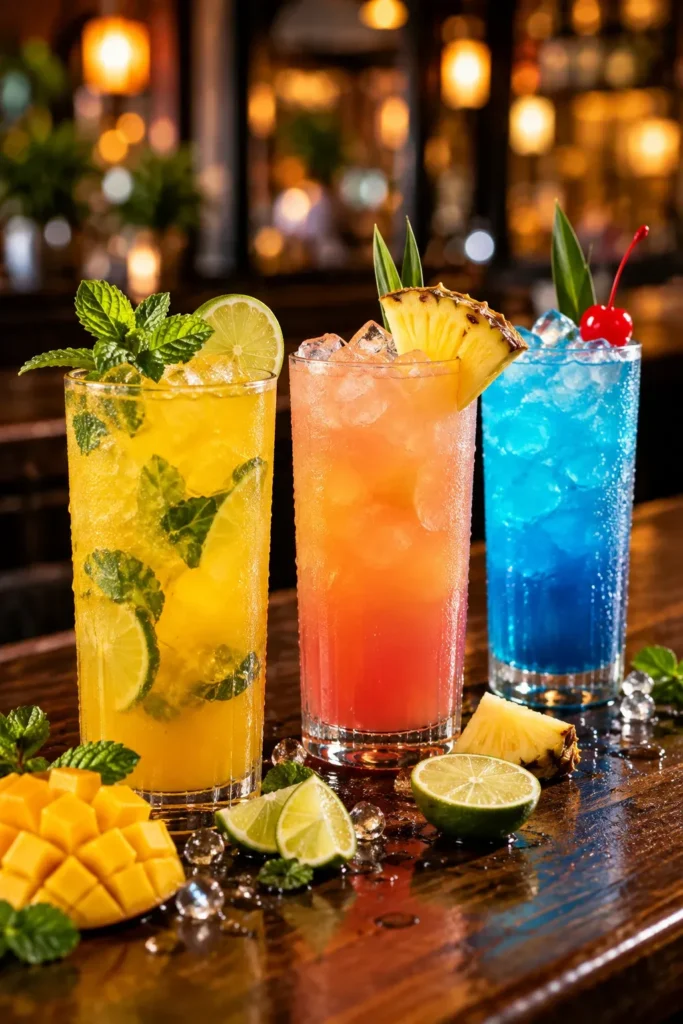 Mango Mojito, Tropical Breeze and Blue Hawaiian mocktails at Chilli Chopsticks
